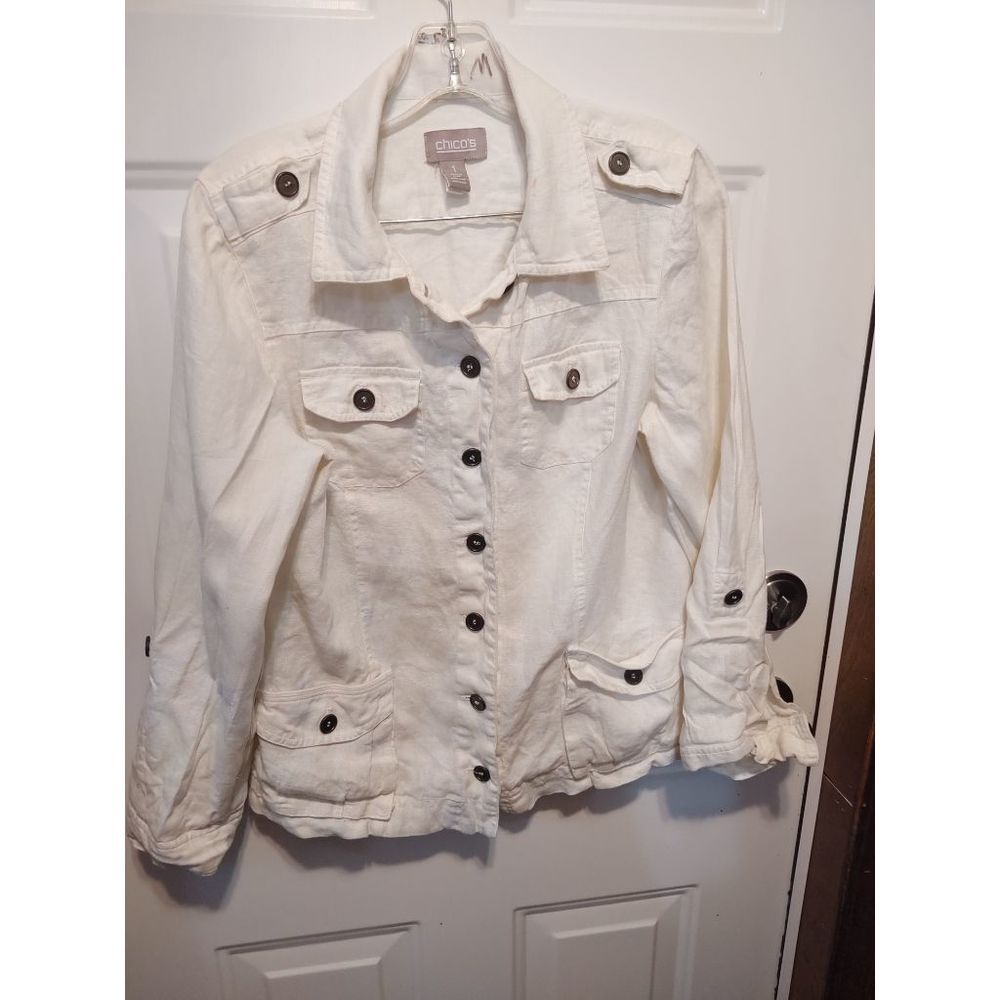 Chico's White Button Front‎ Shirt Women's Size 1